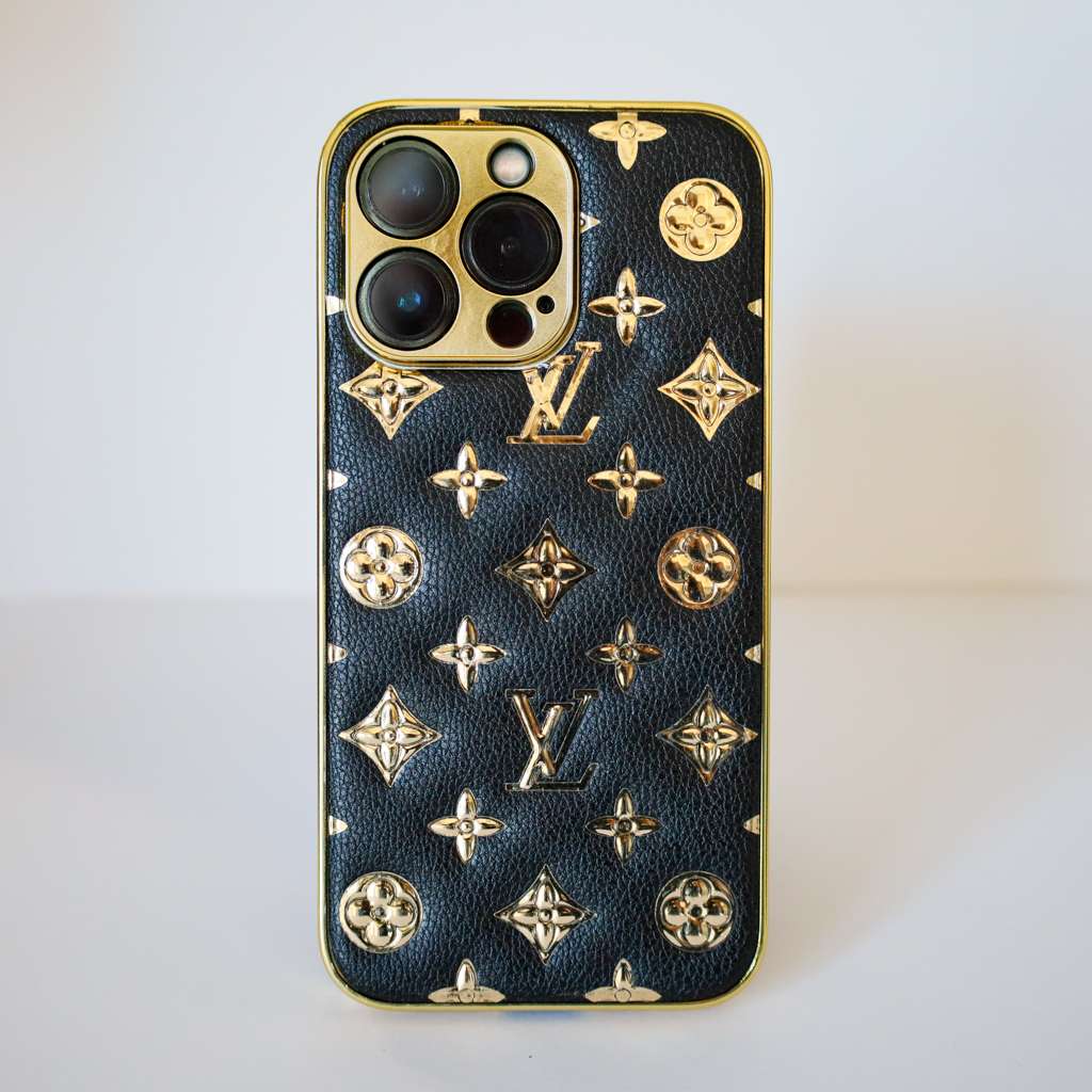 iPhone Glitter Case Leather Gold Letters 11 12 13 14 15 16 17 18 Pro Max