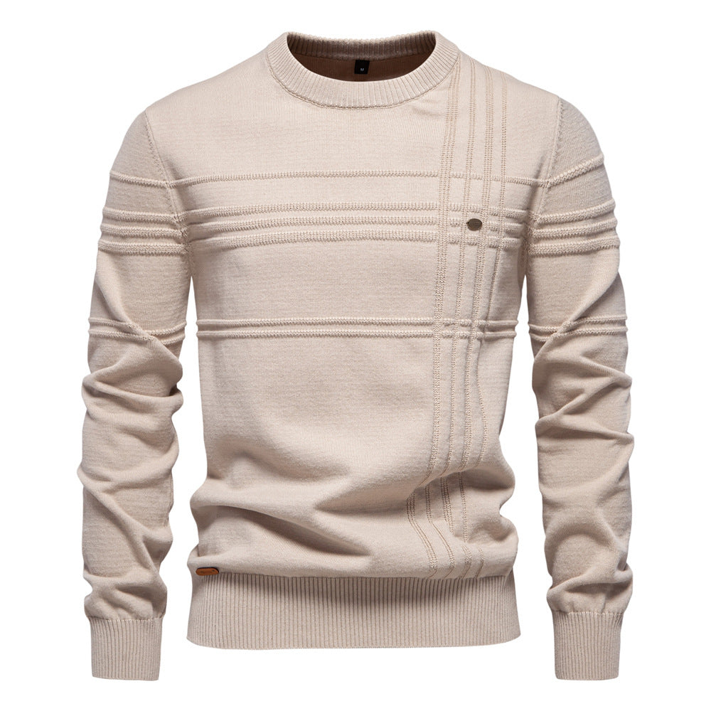 Men's Textured Crew Neck Knit Sweater
