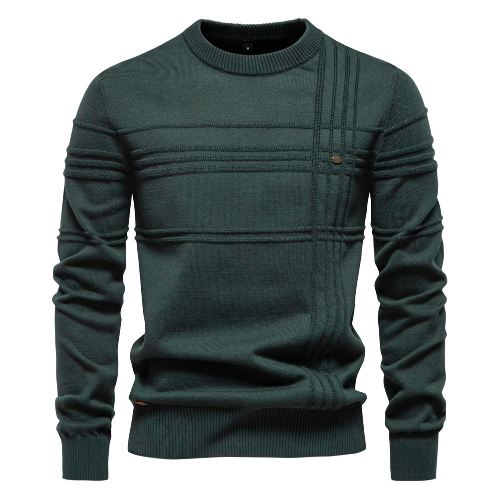 Men's Textured Crew Neck Knit Sweater