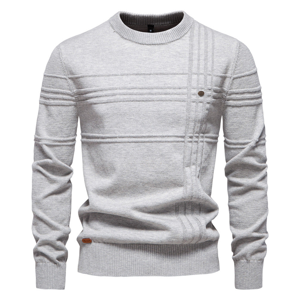 Men's Textured Crew Neck Knit Sweater