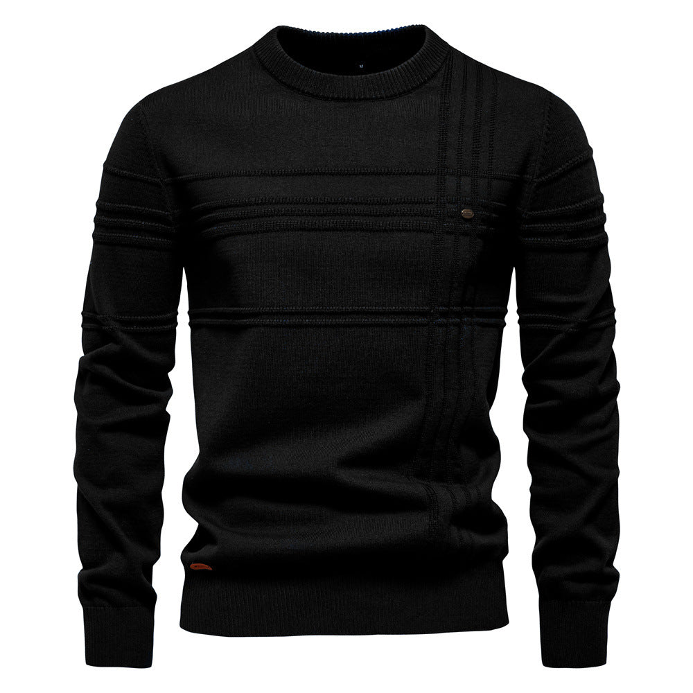 Men's Textured Crew Neck Knit Sweater