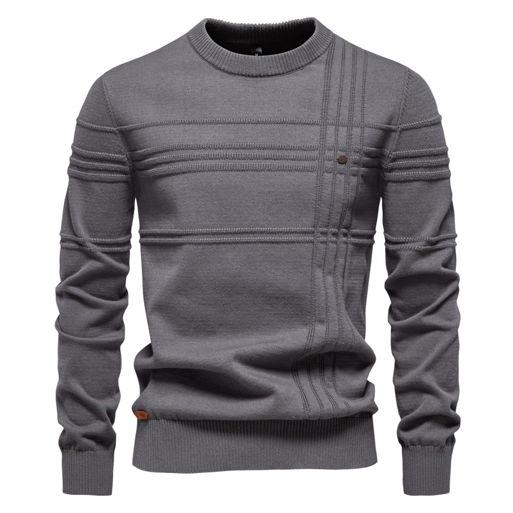 Men's Textured Crew Neck Knit Sweater