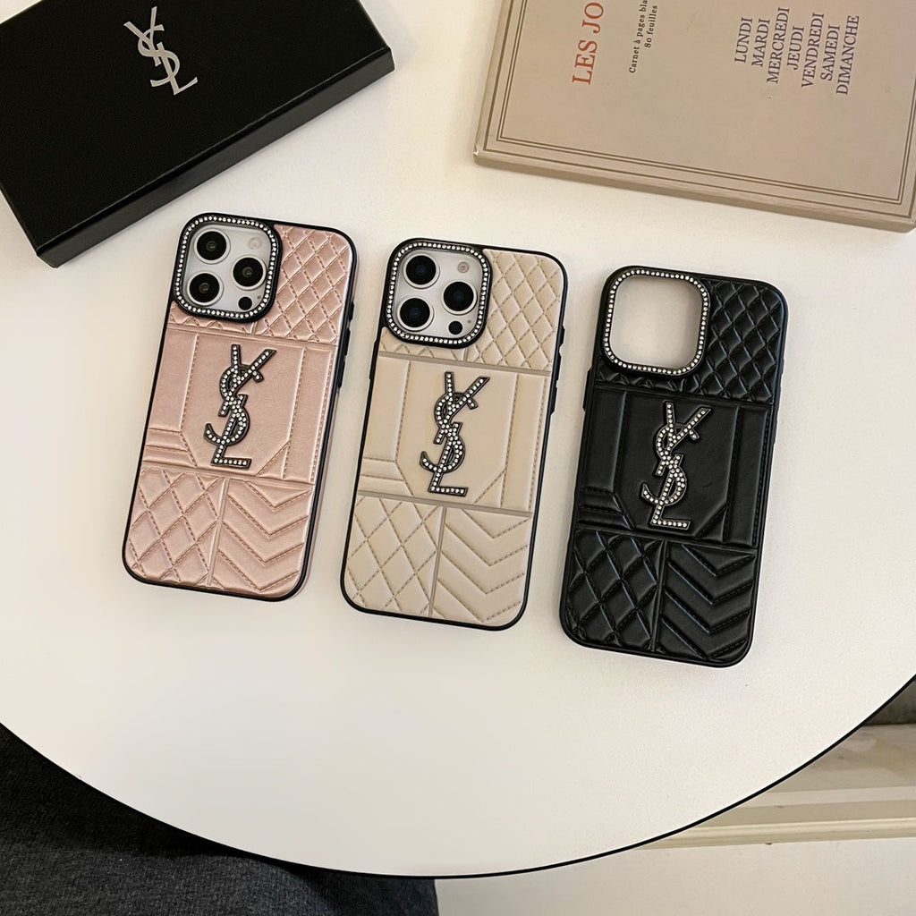 YSL Luxury iPhone Case Rhinestone for iPhone 1218 Pro Max