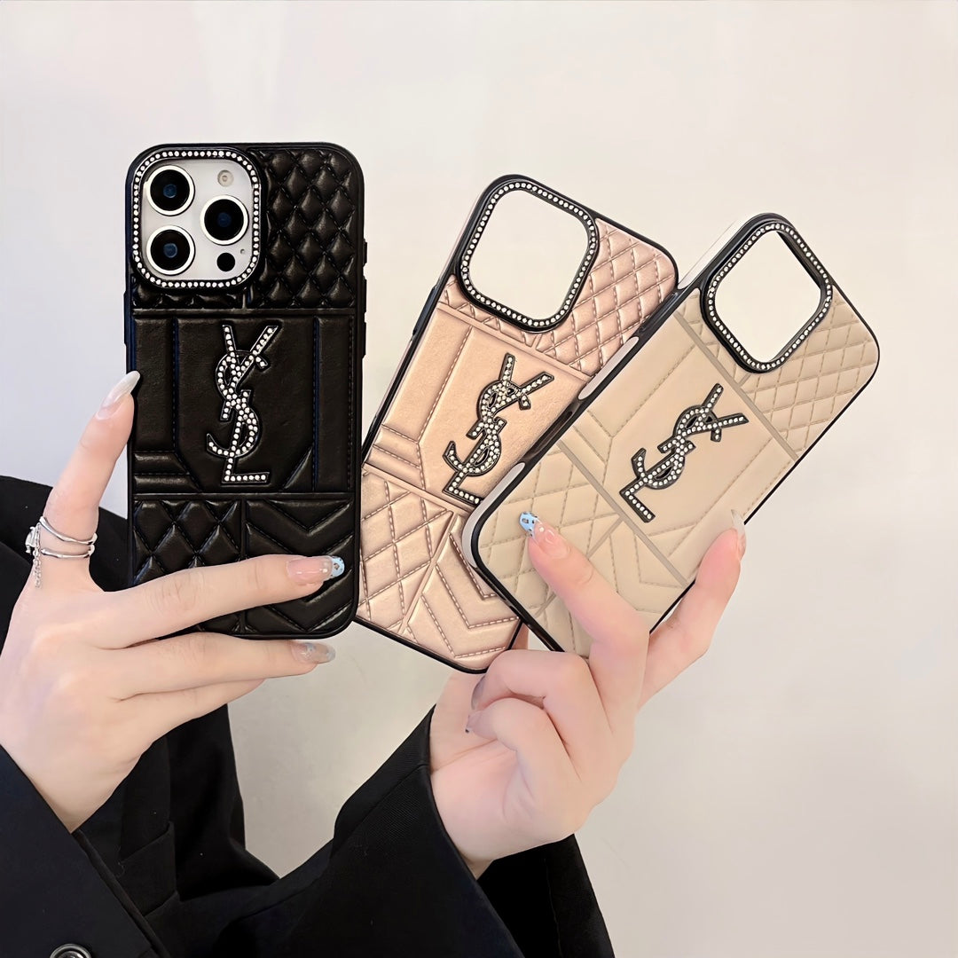 YSL Luxury iPhone Case Rhinestone for iPhone 1218 Pro Max