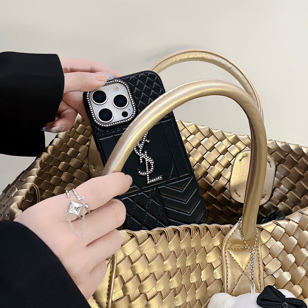 YSL Luxury iPhone Case Rhinestone for iPhone 1218 Pro Max