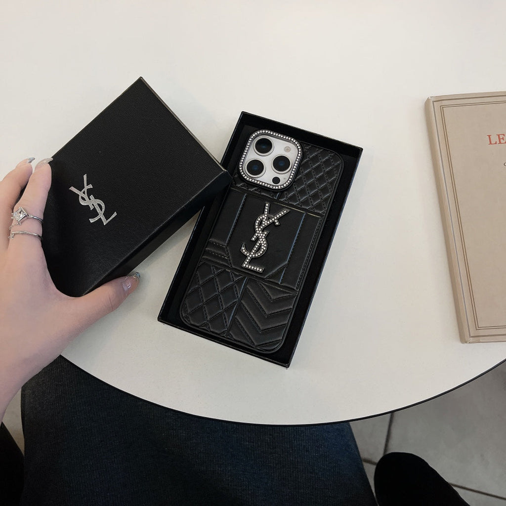 YSL Luxury iPhone Case Rhinestone for iPhone 1218 Pro Max