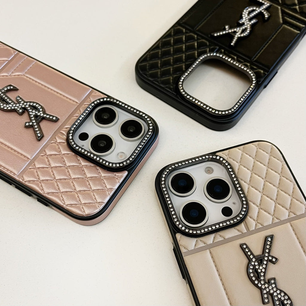 YSL Luxury iPhone Case Rhinestone for iPhone 1218 Pro Max