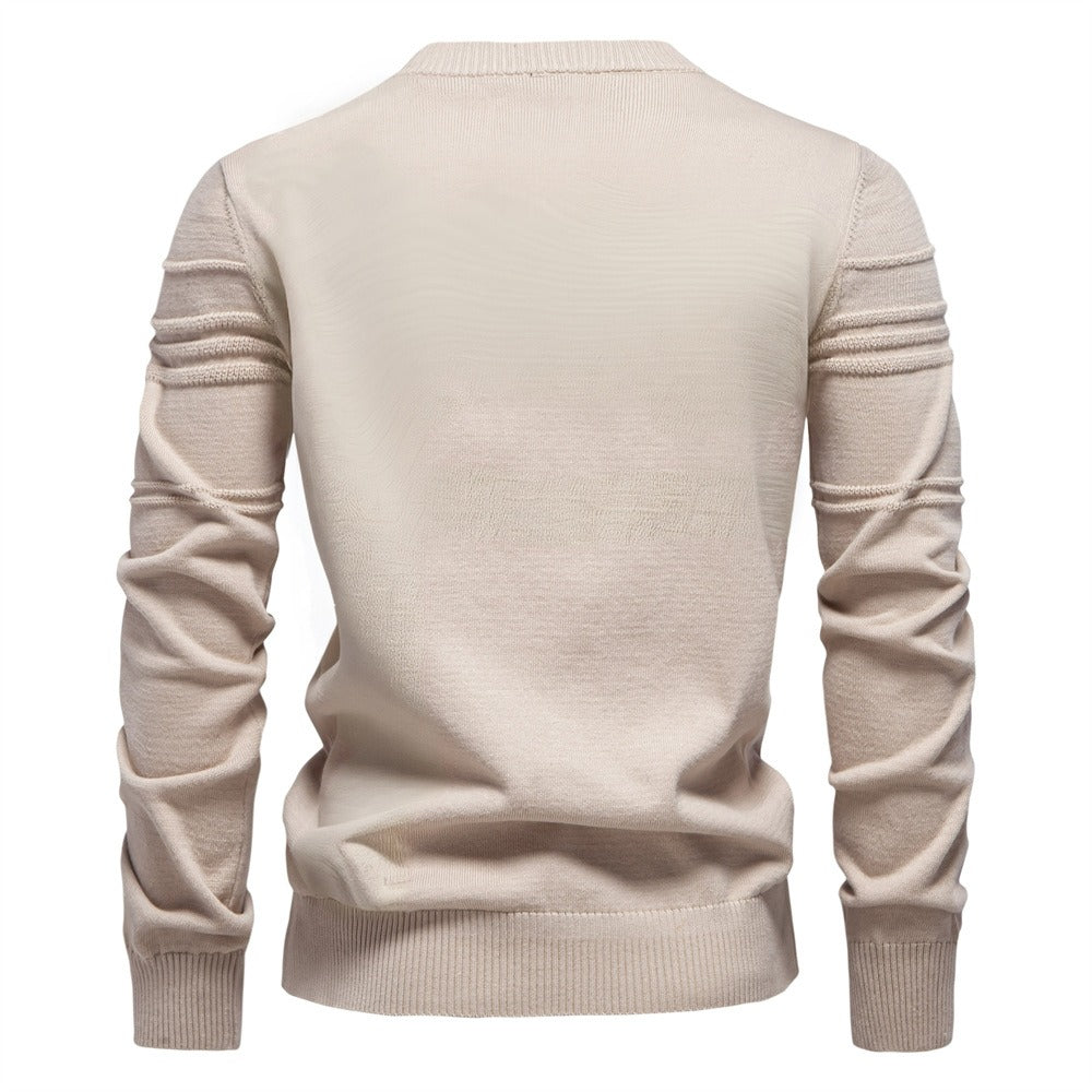 Men's Textured Crew Neck Knit Sweater