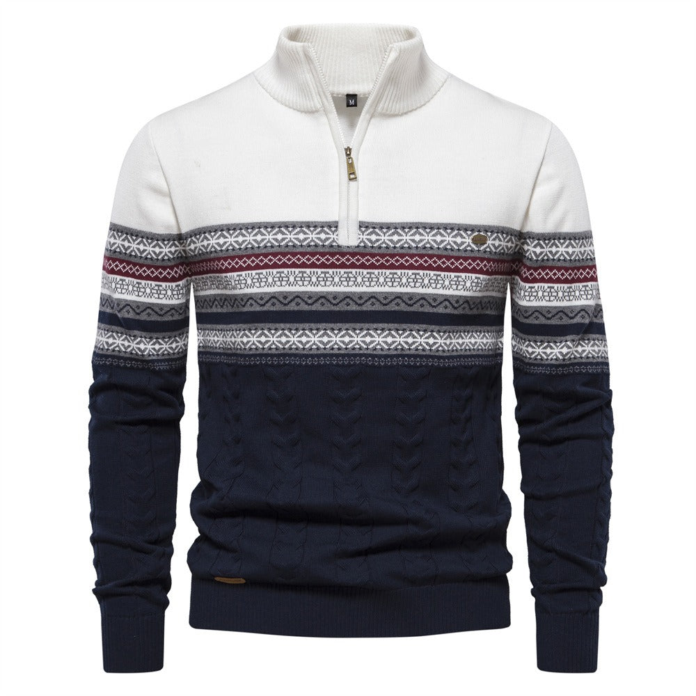 Men's Fair Isle Quarter-Zip Knit Sweater