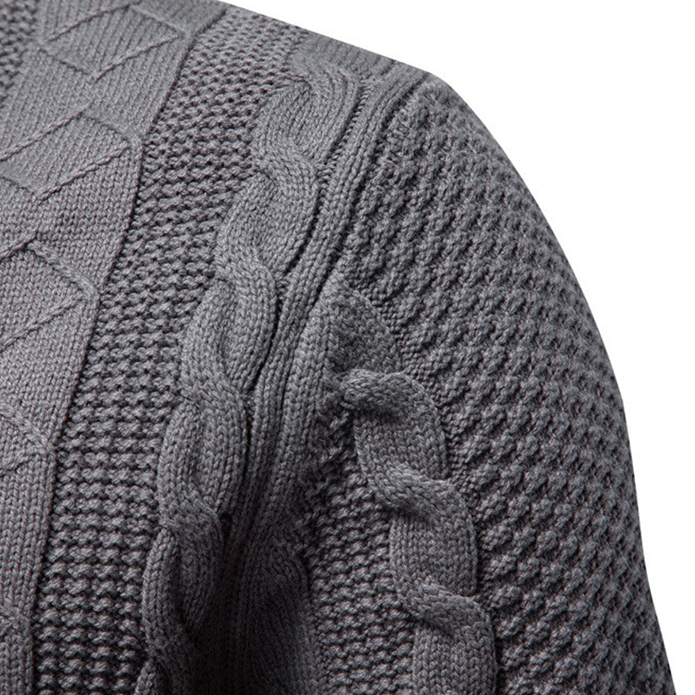 Men's Zip-Neck Cable-Knit Sweater