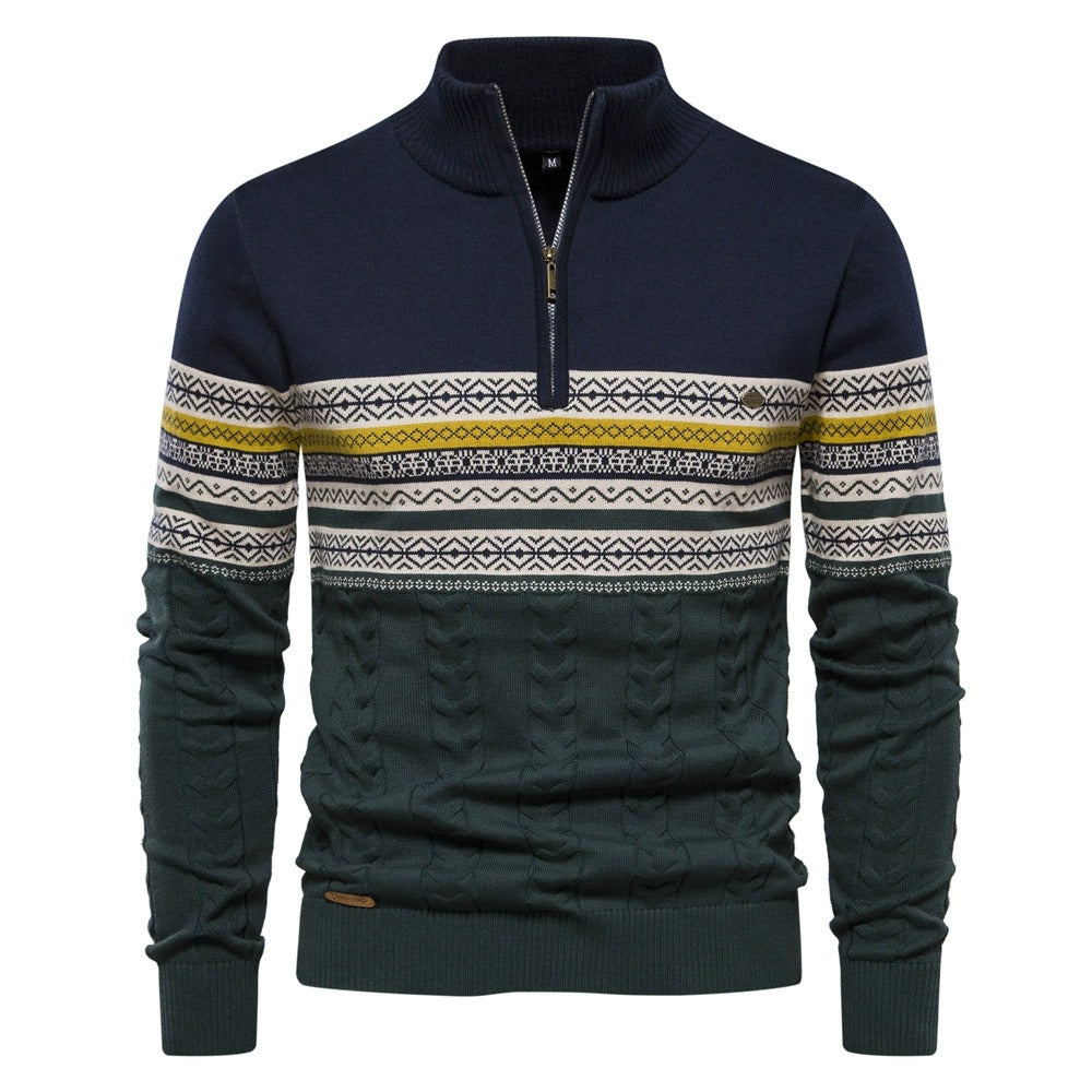 Men's Fair Isle Quarter-Zip Knit Sweater