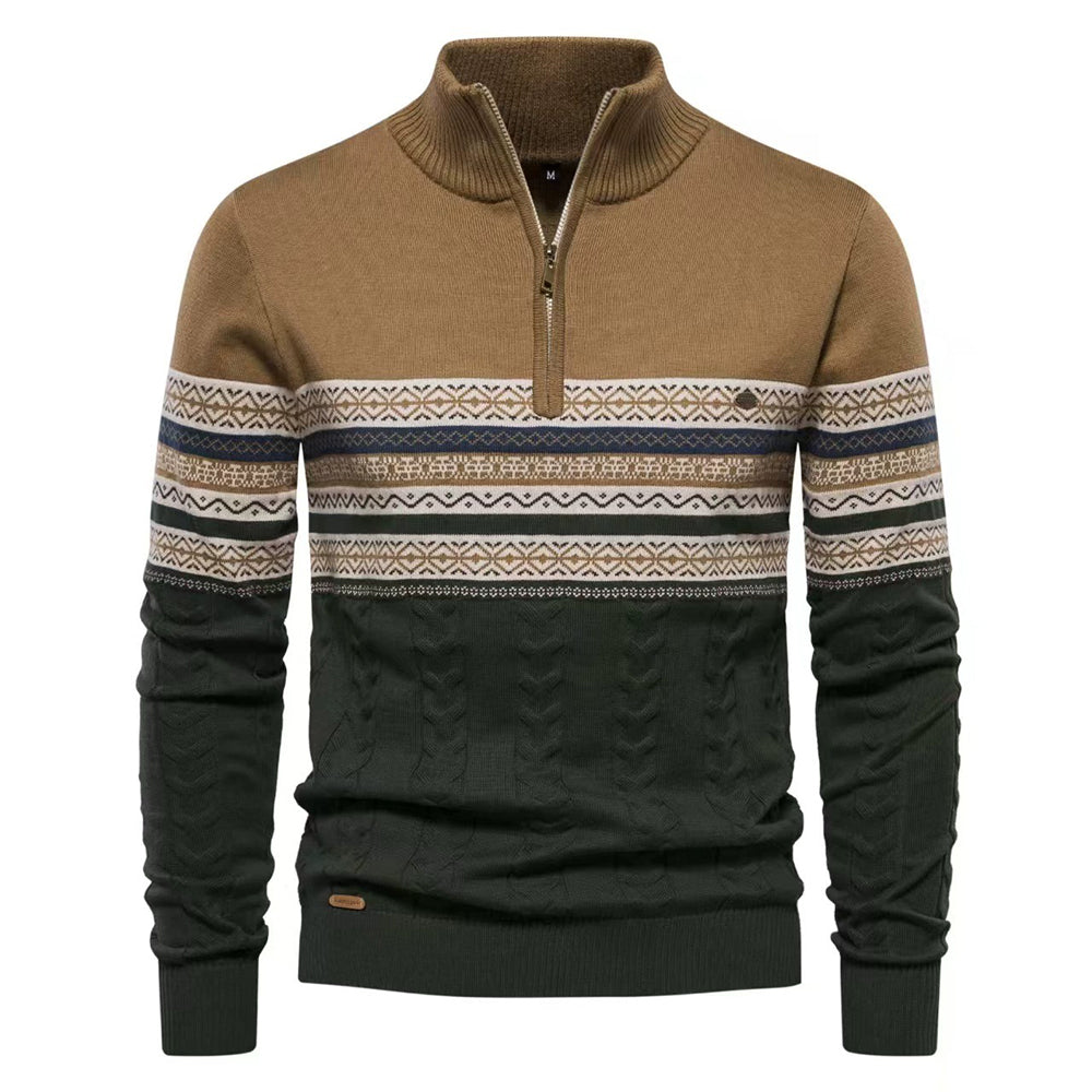 Men's Fair Isle Quarter-Zip Knit Sweater