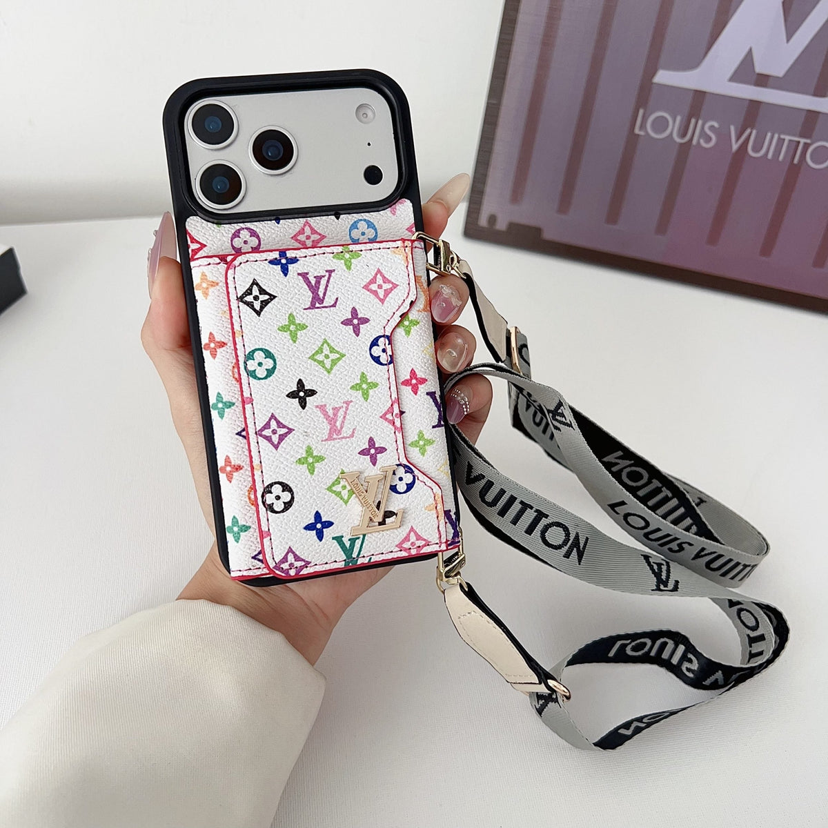 Multicolor Monogram Crossbody Wallet Case for 14-18 / Pro / Pro Max