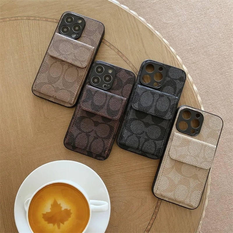 iPhone Case With Wallet Dark Brown