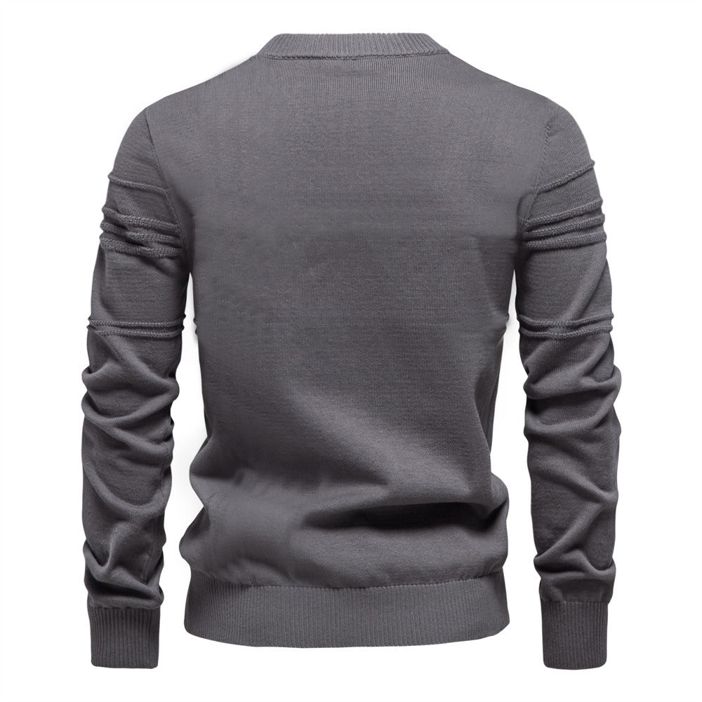 Men's Textured Crew Neck Knit Sweater