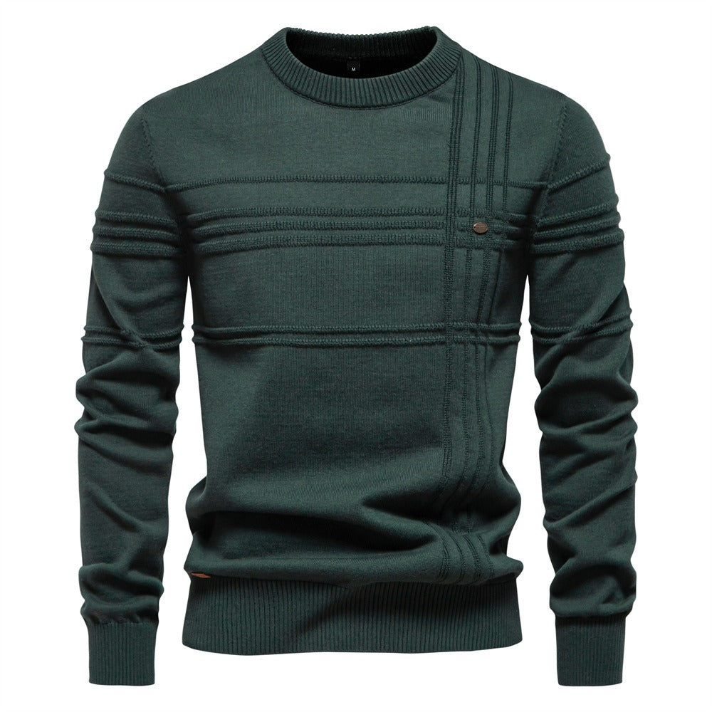 Men's Textured Crew Neck Knit Sweater