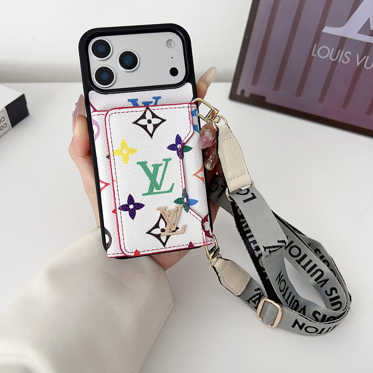 Multicolor Monogram Crossbody Wallet Case for 14-18 / Pro / Pro Max