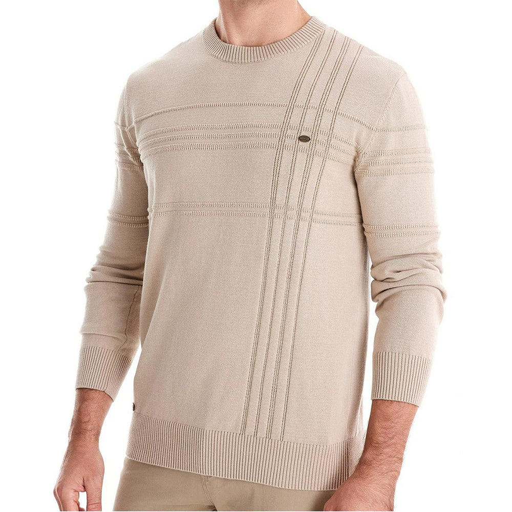 Men's Textured Crew Neck Knit Sweater