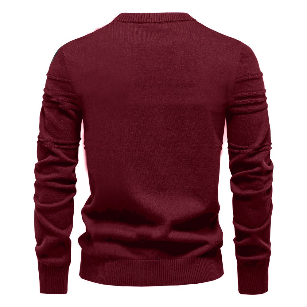 Men's Textured Crew Neck Knit Sweater