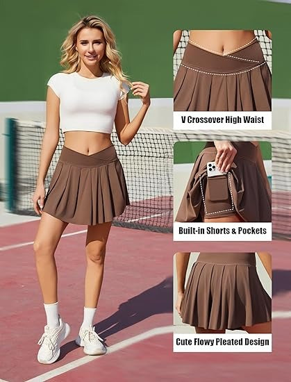 Women’s High-Waisted Pleated Tennis Skort with Pockets