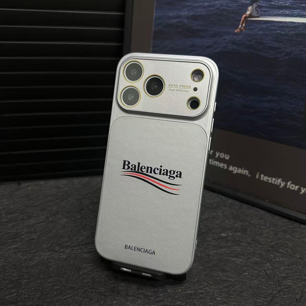 Balenciaga-Inspired Matte Protective iPhone Case with Full-Lens Protection