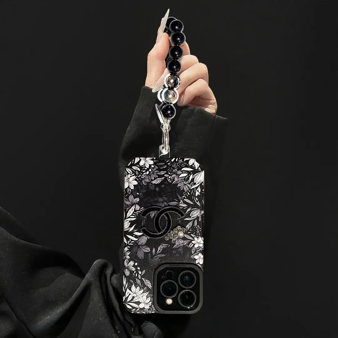 Luxury Lambskin Leather Floral Case for iPhone – Full-Lens Protection