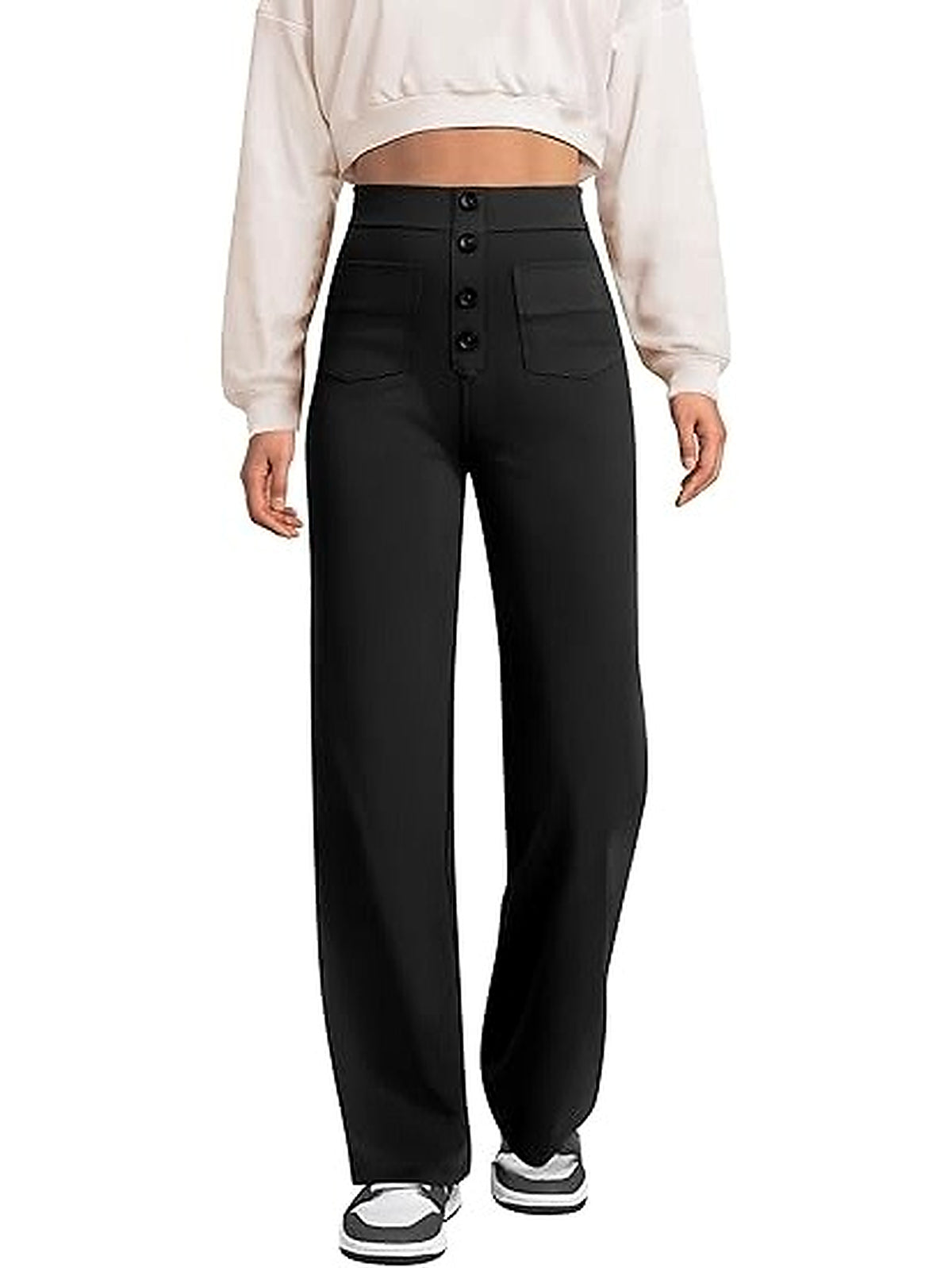 Women’s High-Waisted Cargo Hiking Pants with Drawstring & 4 Pockets